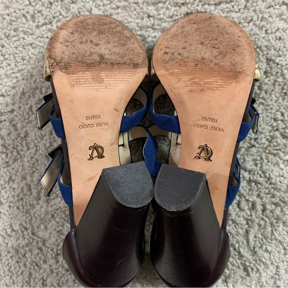 Womens VC SIGNATURE Vince Camuto BROWN BLUE SNAKE Gladiator HIGH Heel SANDALS 10 - Picture 8 of 8